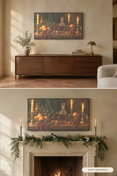 Christmas Still Life, shown in a room