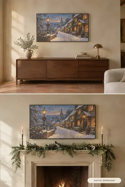 Snowy Village, shown in a room